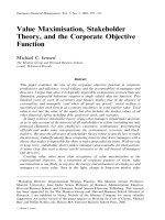 Tài liệu Value Maximisation, Stakeholder Theory, and the Corporate Objective ... ppt