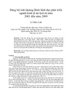Đảng bộ tỉnh quảng bình lãnh đạo phát triển ngành kinh tế du lịch từ năm 2001 đến năm 2009 