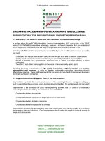 Tài liệu CREATING VALUE THROUGH MARKETING EXCELLENCE docx