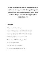 Tài liệu Đề nghị xác nhận và đề nghị đối tượng hưởng chế độ một lần với đối tượng trực tiếp tham gia kháng chiến chống Mỹ cứu nước nhưng chưa được hưởng chính sách của Đảng và Nhà nước theo Quyết định số 290/2005/QĐ-TTg docx