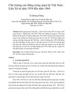 Chủ trương của đảng trong quan hệ việt nam   liên xô từ năm 1954 đến năm 1964 