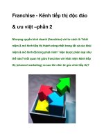 Tài liệu Franchise - Kênh tiếp thị độc đáo & ưu việt –phần 2 pptx