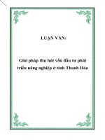 Giải pháp thu hút vốn đầu tư phát triển nông nghiệp ở tỉnh Thanh Hóa