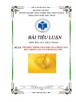 nhóm chất phụ gia chống oxi hóa trong các sản phẩm dầu mỡ