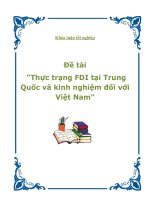 Thực trạng FDI tại Trung Quốc và kinh nghiệm đối với Việt Nam