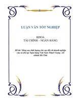 Luận văn Nâng cao chất lượng cho vay đối với doanh nghiệp vừa và nhỏ tại Ngân hàng Việt Nam Thịnh Vượng chi nhánh Hà Tĩnh