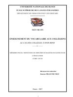 Enseignement du vocabulaire aux colle'giens le cas des colleges a ninh binh
