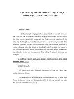 Tài liệu VẬN DỤNG SỰ ĐỔI MỚI CÔNG TÁC DẠY VÀ HỌC TRONG VIỆC GIÚP ĐỠ HỌC SINH YẾU pptx