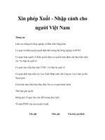 Tài liệu Xin phép Xuất - Nhập cảnh cho người Việt Nam pptx
