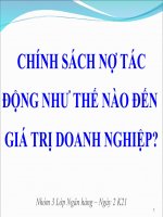 Slide CHÍNH SÁCH nợ tác ĐỘNG NHƯ THẾ nào đến GIÁ TRỊ DOANH NGHIỆP 