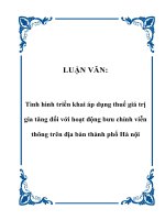 LUẬN VĂN: Tình hình triển khai áp dụng thuế giá trị gia tăng đối với hoạt động bưu chính viễn thông trên địa bàn thành phố Hà nội pot