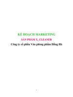 Tiểu luận:KẾ HOẠCH MARKETING SẢN PHẨM X_CLEANER pdf
