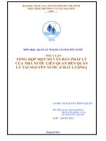 TIỂU LUẬN TỔNG HỢP MỘT SỐ VĂN BẢN PHÁP LÝ CỦA NHÀ NƯỚC LIÊN QUAN ĐẾN QUẢN LÝ TÀI NGUYÊN NƯỚC (CHẤT LƯỢNG)