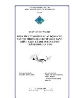 LUẬN VĂN TỐT NGHIỆP : PHÂN TÍCH TÌNH HÌNH HOẠT ĐỘNG CHO VAY TẠI PHÒNG GIAO DỊCH NGÂN HÀNG CHÍNH SÁCH XÃ HỘI HUYỆN CỜ ĐỎ THÀNH PHỐ CẦN THƠ docx
