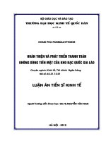 Hoàn thiện và phát triển thanh toán không dùng tiền mặt tại  Kho bạc Quốc  gia Lào