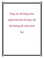 Tăng sức đề kháng tôm, nghêu khi thời tiết thay đổi bất thường để tránh thiệt hại ppt