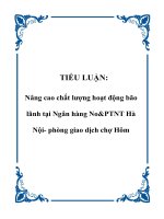 TIỂU LUẬN: Nâng cao chất lượng hoạt động bão lãnh tại Ngân hàng No&PTNT Hà Nội- phòng giao dịch chợ Hôm pot