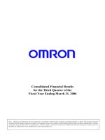 Consolidated Financial Results for the Third Quarter of the Fiscal Year Ending March 31, 2006 pot