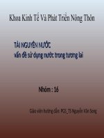 Tài nguyên nước vấn đề sử dụng nước trong tương lai potx