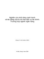 Nghiên cứu khả năng cạnh tranh và tác động của tự do hóa dịch vụ tài chính: Trường hợp ngành ngân hàng pptx