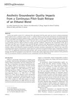Aesthetic Groundwater Quality Impacts from a Continuous Pilot-Scale Release of an Ethanol Blend pptx