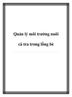 Quản lý môi trường nuôi cá tra trong lồng bè potx