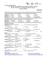 KỲ THI THỬ TỐT NGHIỆP TRUNG HỌC PHỔ THÔNG NĂM 2013 MÔN ANH SỞ ĐÀO TẠO VĨNH LONG MÃ ĐỀ 198 ppt