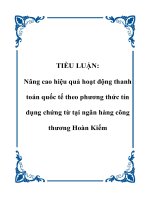 TIỂU LUẬN: Nâng cao hiệu quả hoạt động thanh toán quốc tế theo phương thức tín dụng chứng từ tại ngân hàng công thương Hoàn Kiếm docx