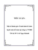 Một số đánh giá về tình hình tổ chức hạch toán kế toán tại công ty TNHH TM & DV ô tô Ngọc Khánh