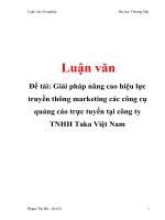 Giải pháp nâng cao hiệu lực truyền thông marketing các công cụ quảng cáo trực tuyến tại công ty TNHH Taka Việt Nam