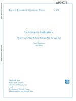 Governance Indicators: Where Are We, Where Should We Be Going? ppt