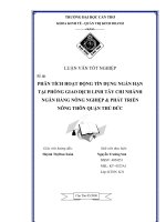 Đề tài: Phân tích hoạt động tín dụng ngắn hạn tại phòng Giao dịch Linh Tây-Chi nhánh NHNo-PTNT quận Thủ Đức potx