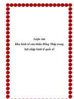 Luận văn Khu kinh tế cửa khẩu Đồng Tháp trong hội nhập kinh tế quốc tế docx