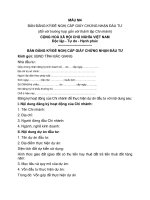 MẪU M4 BẢN ĐĂNG KÝ/ĐỀ NGHỊ CẤP GIẤY CHỨNG NHẬN ĐẦU TƯ (đối với trường hợp gắn với thành lập Chi nhánh) ppt