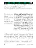Báo cáo khoa học: CXXC ﬁnger protein 1 restricts the Setd1A histone H3K4 methyltransferase complex to euchromatin doc