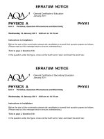 Vật lý A level:AQA PHYA1 w QP JAN11