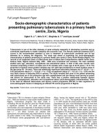Socio-demographic characteristics of patients presenting pulmonary tuberculosis in a primary health centre, Zaria, Nigeria ppt