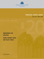 WORKING PAPER SERIES NO 756 / MAY 2007: MAINTAINING LOW INFLATION MONEY, INTEREST RATES, AND POLICY STANCE docx