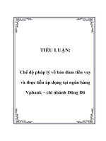 tiểu luận chế độ pháp lý về bảo đảm tiền vay và thực tiễn áp dụng tại ngân hàng vpbank – chi nhánh đông đô