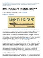 The decline of traditional honor in the west in the 20th century