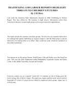 TRAFFICKING AND LABOUR REPORTS HIGHLIGHT THREATS TO CHILDREN’S FUTURES