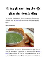 Những ghi nhớ vàng cho việc giảm cân vào mùa đông pdf