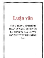 Luận văn: THỰC TRẠNG TÌNH HÌNH QUẢN LÝ VÀ SỬ DỤNG VỐN TẠI CÔNG TY XÂY LẮP VÀ SẢN XUẤT VẬT LIỆU KÊNH CẦU pdf