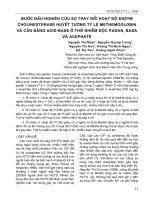 Bước đầu nghiên cứu sự thay đổi hoạt độ Enzym Cholinesterase huyết tương tỷ lệ Methemoglobin và cầ bằng Acid - Base ở thỏ nhiễm độc Padan, Basa và Acephate pot
