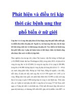 Phát hiện và điều trị kịp thời các bệnh ung thư phổ biến ở nữ giới docx