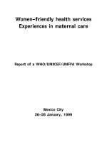 Women-friendly health services Experiences in maternal care pdf