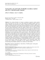 Used goods, not used bads: Profitable secondary market sales for a durable goods channel pptx