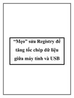 “Mẹo” sửa Registry để tăng tốc chép dữ liệu giữa máy tính và USB pdf
