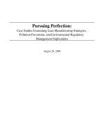 Pursuing Perfection: Case Studies Examining Lean Manufacturing Strategies, Pollution Prevention, and Environmental Regulatory Management Implications pdf