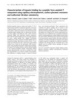 Báo cáo Y học: Characterization of heparin binding by a peptide from amyloid P component using capillary electrophoresis, surface plasmon resonance and isothermal titration calorimetry ppt